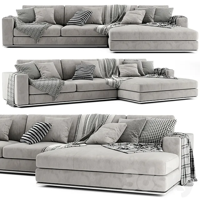 Minotti Hamilton Chaise Longue Sofa 3D Model