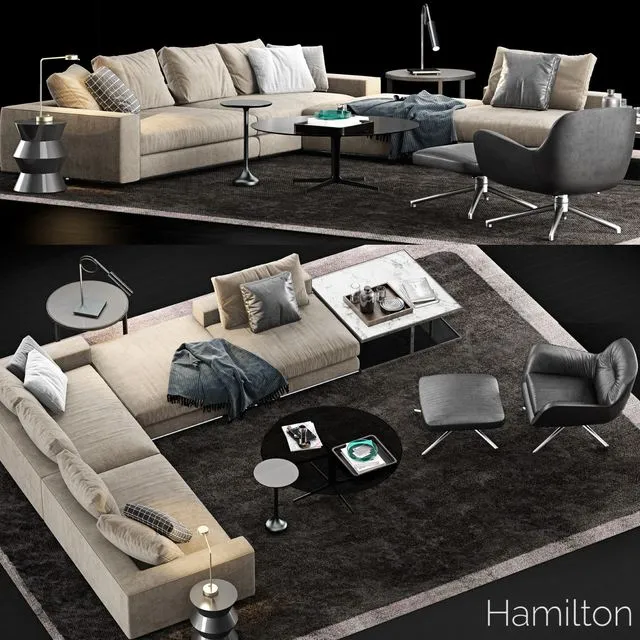 Minotti Hamilton Sofa (corner) 3D Model