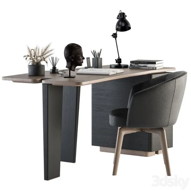 Minotti Jacob Writing Desk - Office Set 156 3D Model