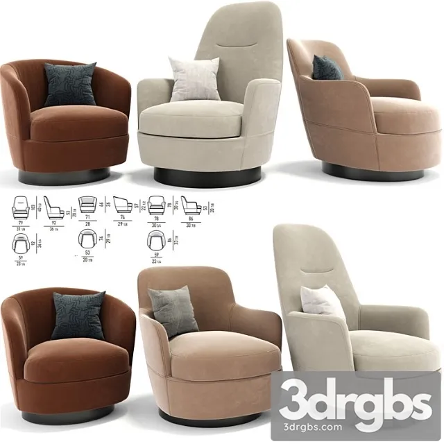 Minotti jacques armchair set 3D Model Free