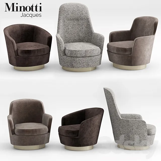 Minotti Jacques Armchairs collection 3D Model