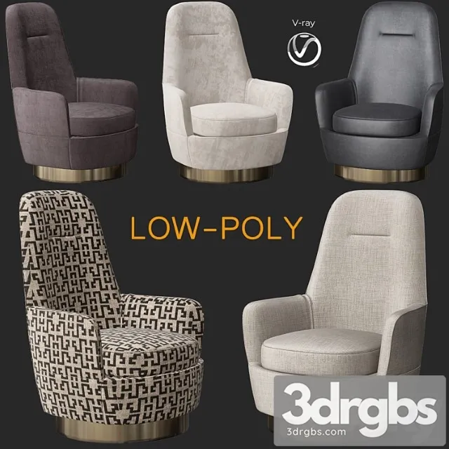 Minotti jacques bergere armchair fixed (low poly) 3D Model Free