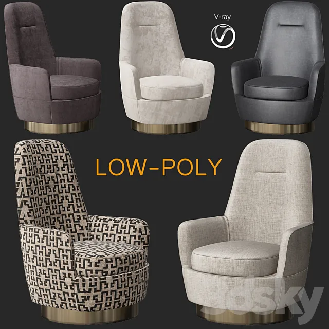 Minotti Jacques Bergere Armchair Fixed (low poly) 3DModel