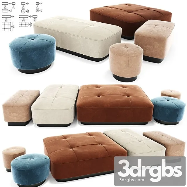 Minotti jacques poufs set 2 3D Model Free