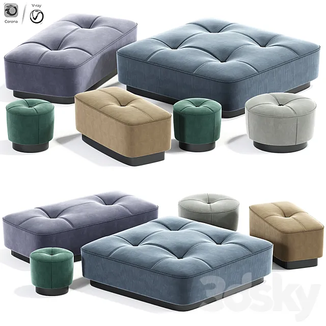 Minotti jacques poufs set 3DModel