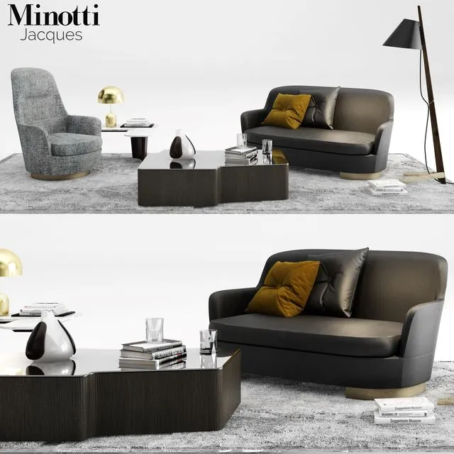 Minotti Jacques Sofa set_01 3D Model