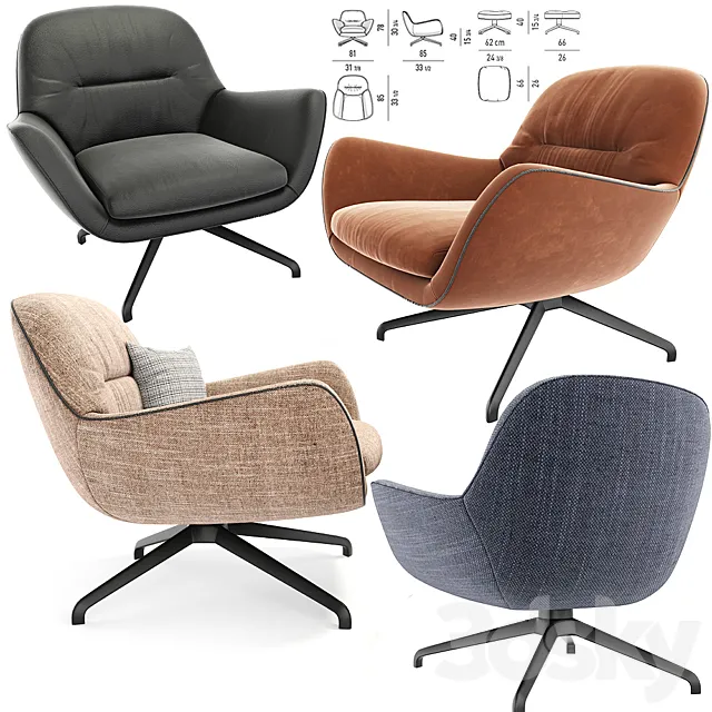 Minotti Jensen Armchair With Pillow 3D Model