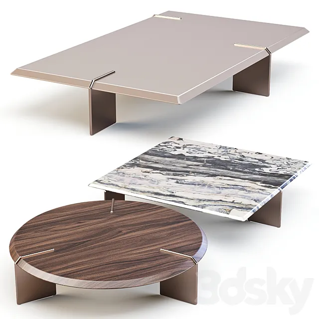 Minotti: Keel - Coffee and Side Tables Set 03 3D Model