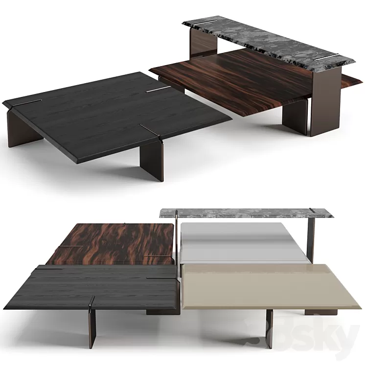 Minotti Keel square coffee tables set 3D Model