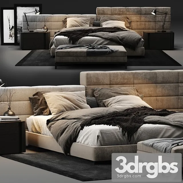 Minotti Lawrence Bed 6 3D Model Free