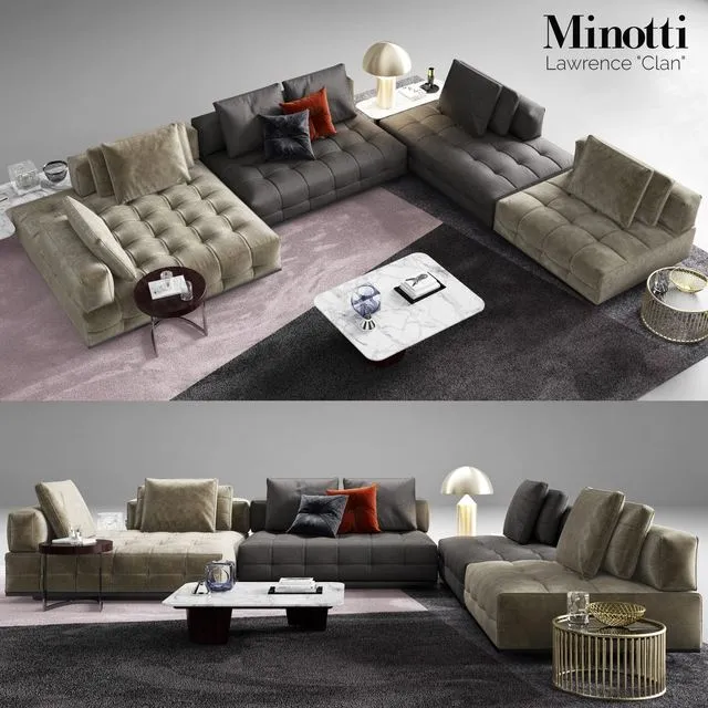 Minotti Lawrence Clan Seating Arrangements 3D Model