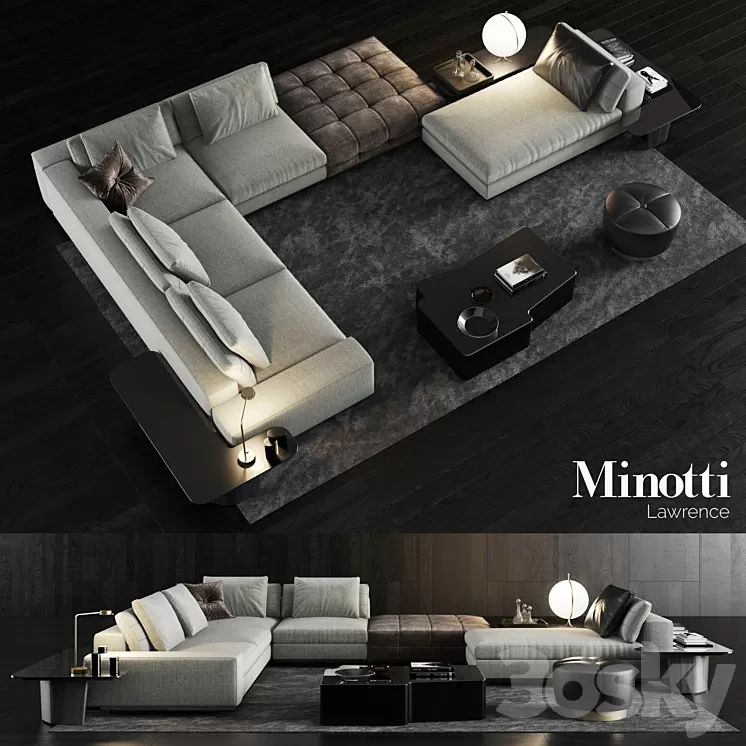 Minotti Lawrence Sofa 3 3D Model