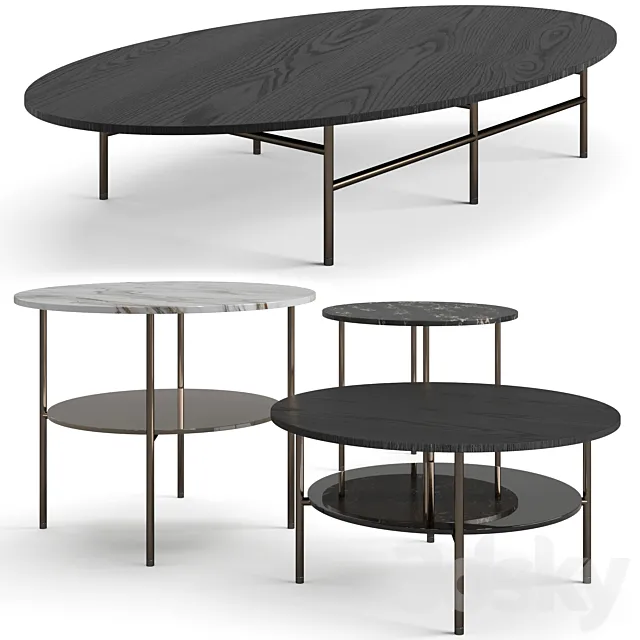 Minotti Lelong23 coffee tables set 3D Model