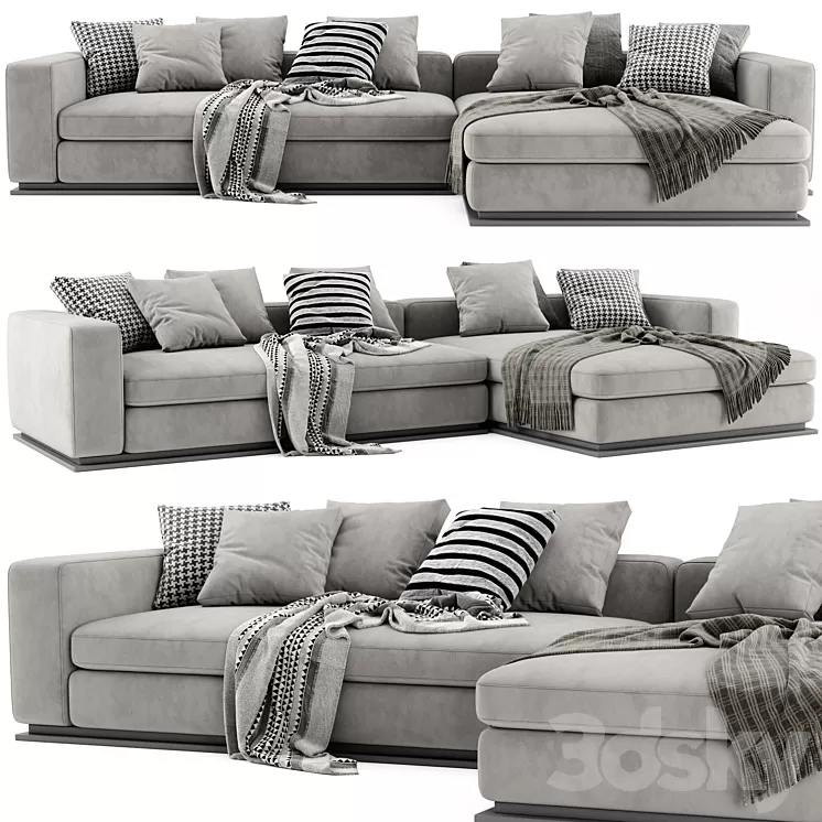 Minotti Leonard Chaise Longue Sofa 3D Model