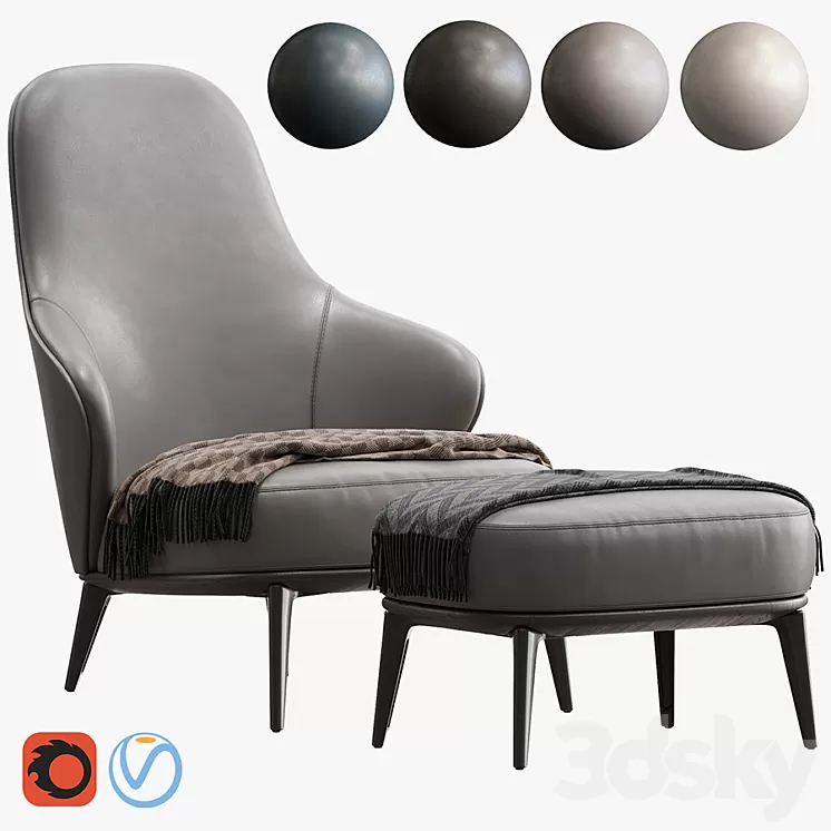 Minotti Leslie Armchair 3D Model