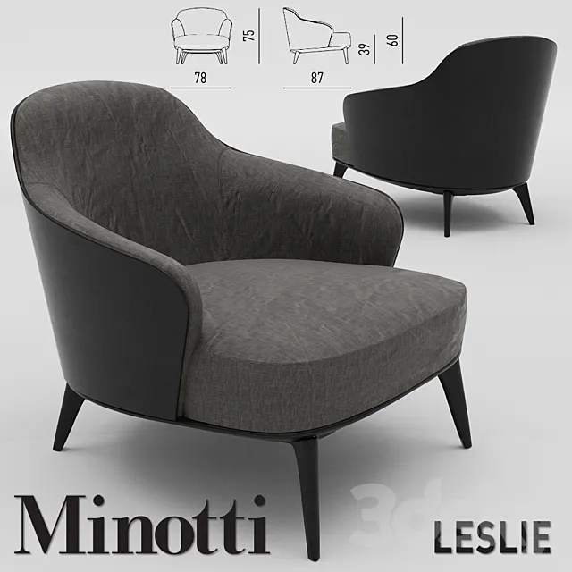 Minotti Leslie Armchair 3D Model