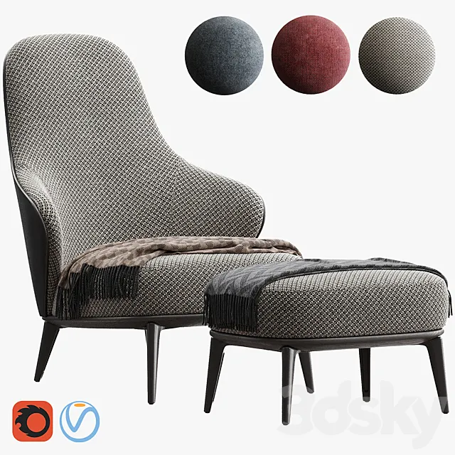 MINOTTI LESLIE ARMCHAIR 3D Model