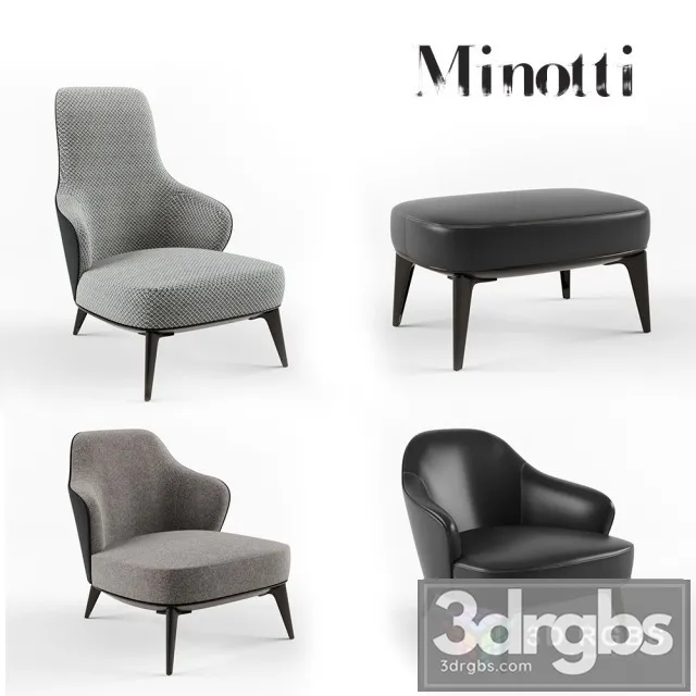 Minotti Leslie Armchair Set 3D Model Free