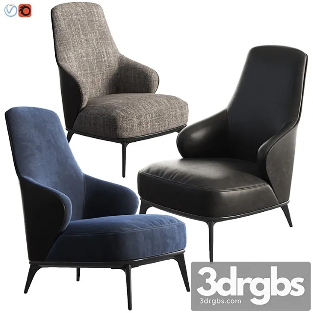 Minotti leslie bergere armchair 2 3D Model Free