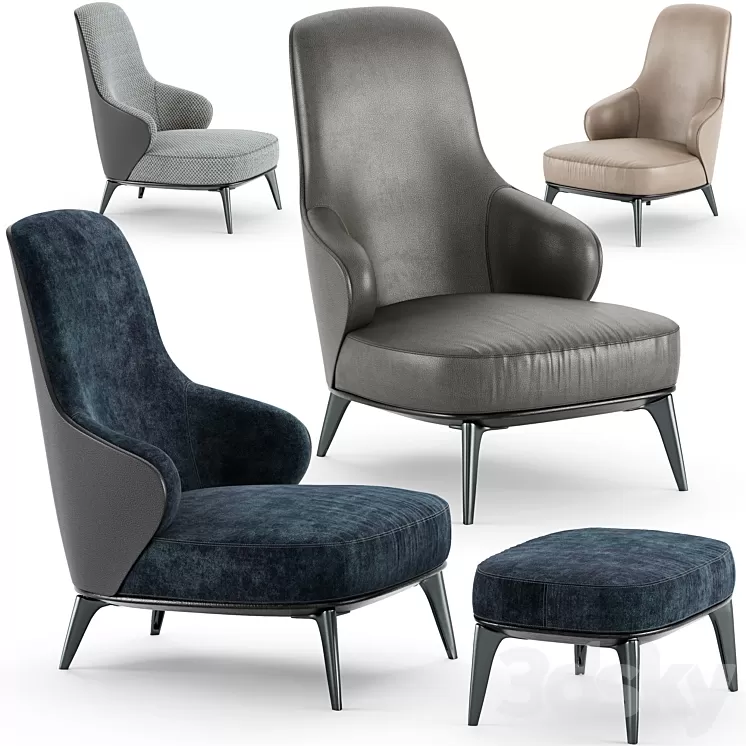 Minotti Leslie Bergere Armchair 3D Model