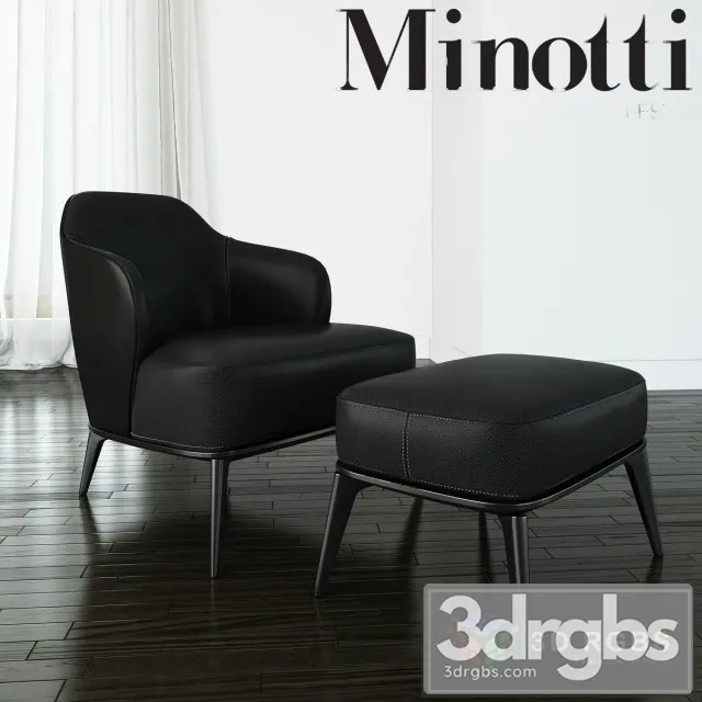 Minotti Leslie Leather Armchair 3D Model Free