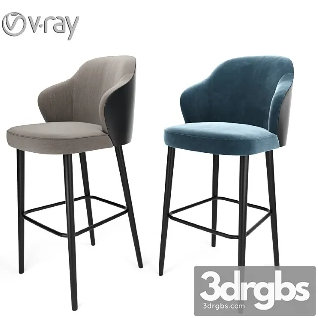 Minotti leslie steel bar stool 2 3D Model Free