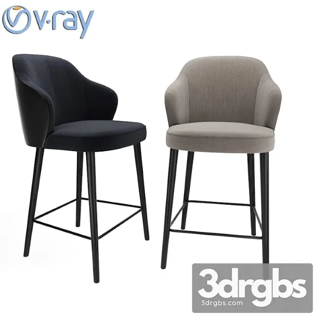 Minotti leslie steel counter stool 2 3D Model Free