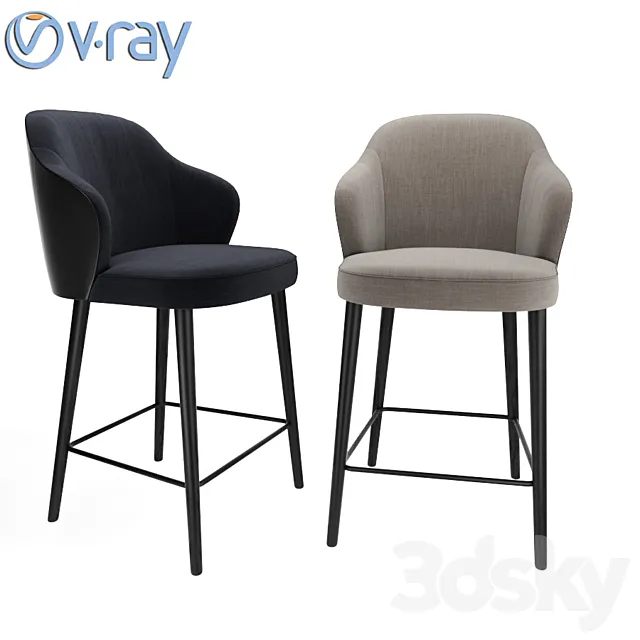 Minotti Leslie Steel Counter Stool 3DModel