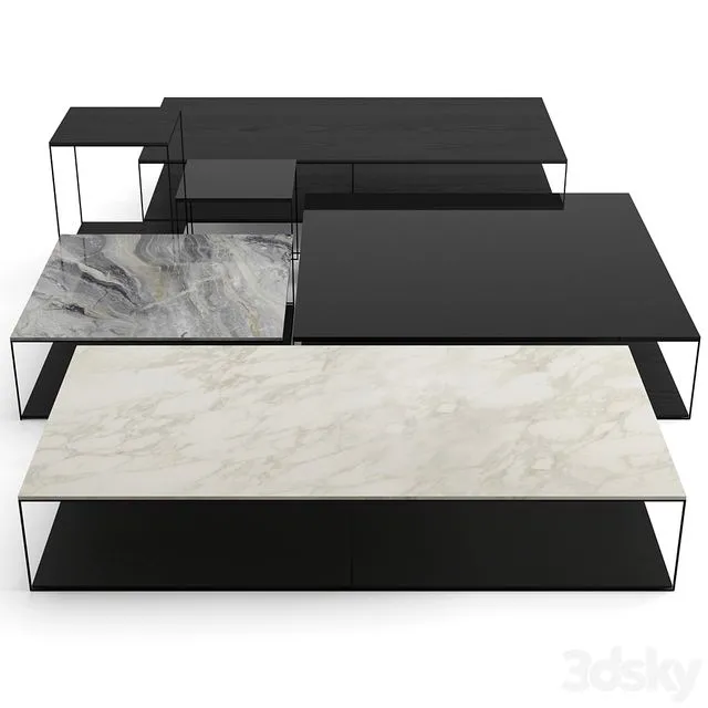 Minotti Liam coffee table set 3D Model
