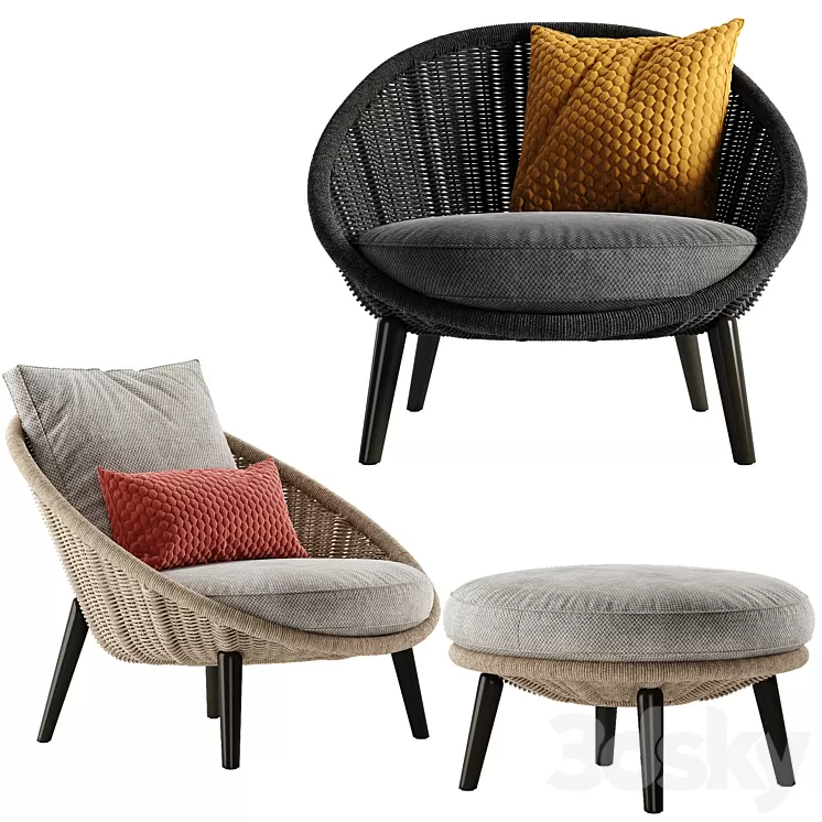 Minotti Lido Cord armchair 3D Model Free