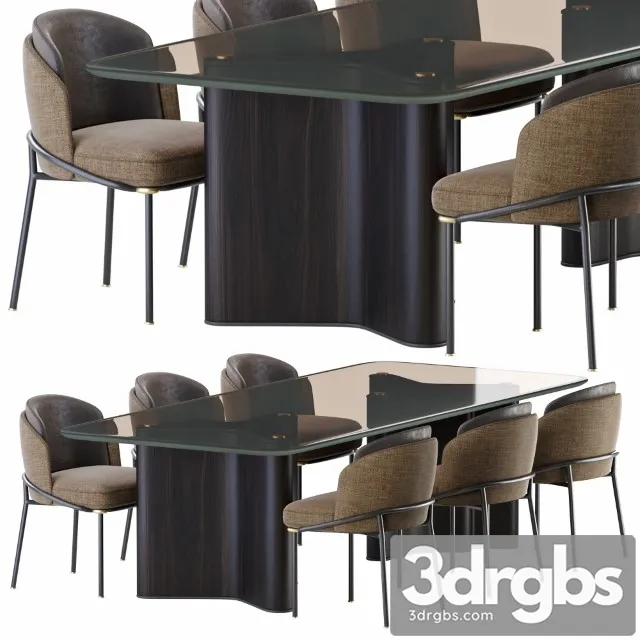 Minotti Lou Dining Table Chair Fil Noir 3D Model Free