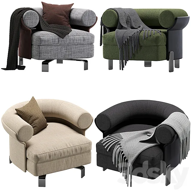 Minotti Mattia armchair 4 colors version 3DModel
