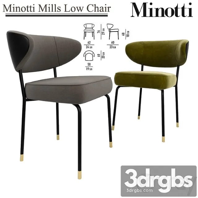 Minotti mills low chair 2 3D Model Free