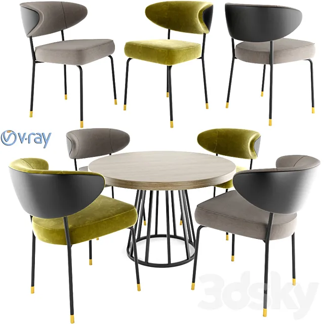 Minotti Mills Low Chair With Round Table 3DModel