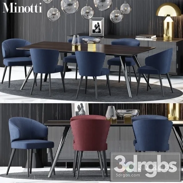 Minotti Moderm Table and Chair 3D Model Free