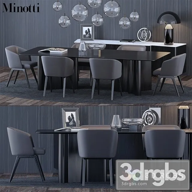 Minotti Modern Dining Set 2 3D Model Free