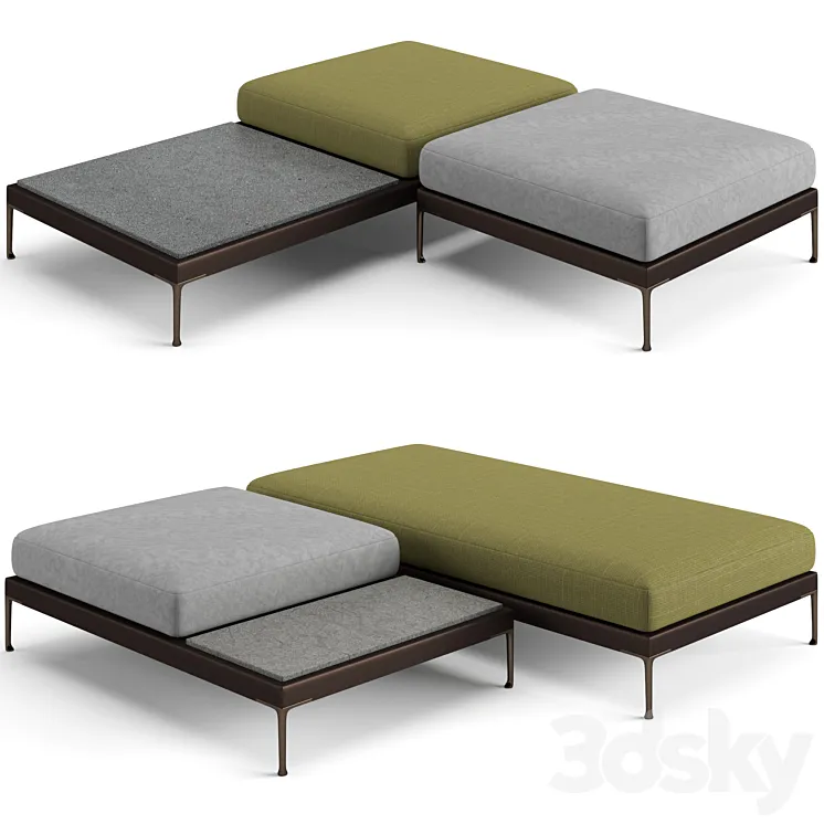 Minotti Patio benches set 3D Model Free