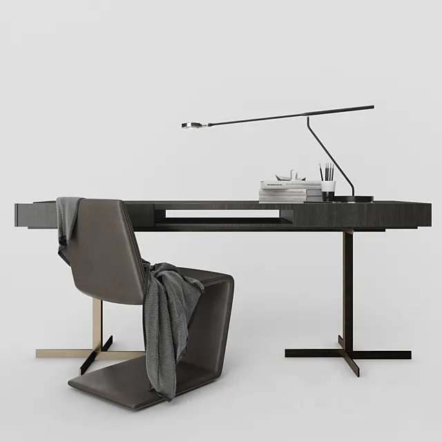 Minotti Phillips chair and Close "Writing Desk" 3DModel