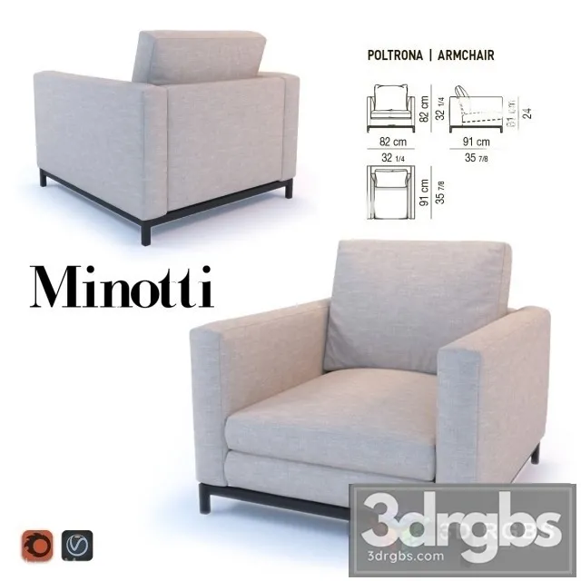 Minotti Poltrona Armchair 3D Model Free