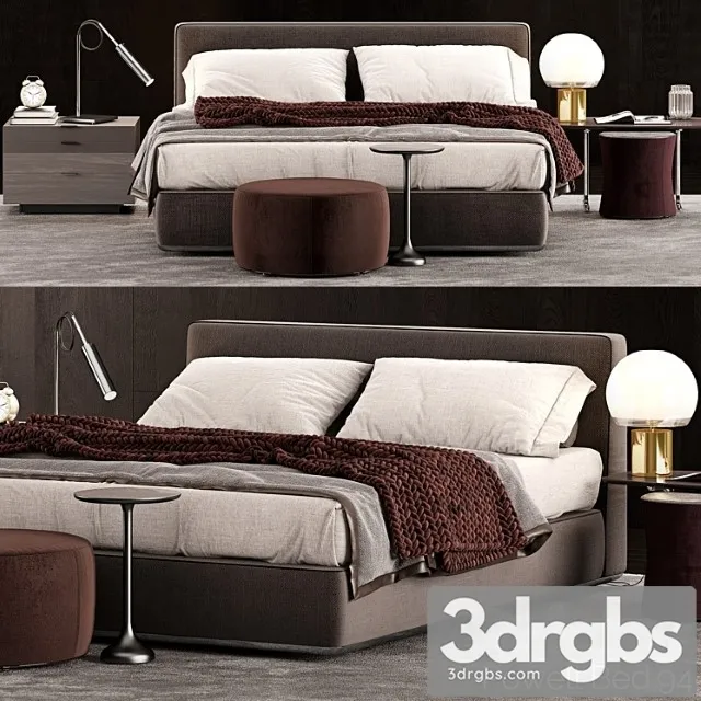 Minotti powell bed.94 2 3D Model Free