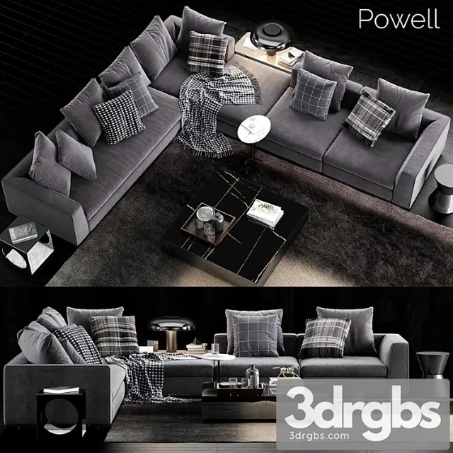 Minotti powell sofa 2 2 3D Model Free