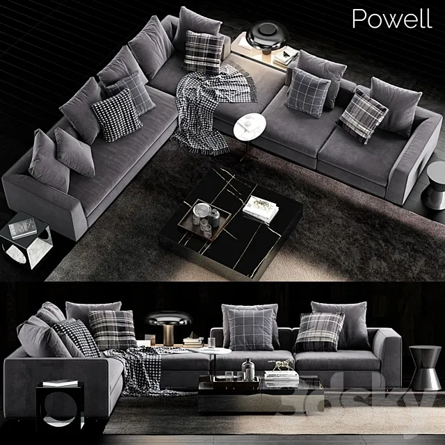 Minotti Powell Sofa 2 3D Model