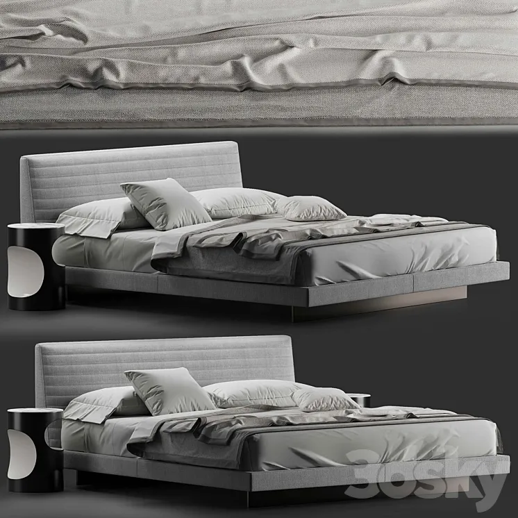 Minotti roger bed 3D Model Free