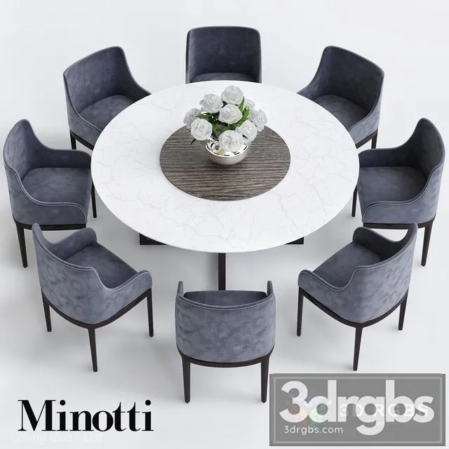 Minotti Round Chair and Table 3D Model Free
