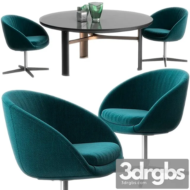 Minotti russel swivel chair set 2 3D Model Free