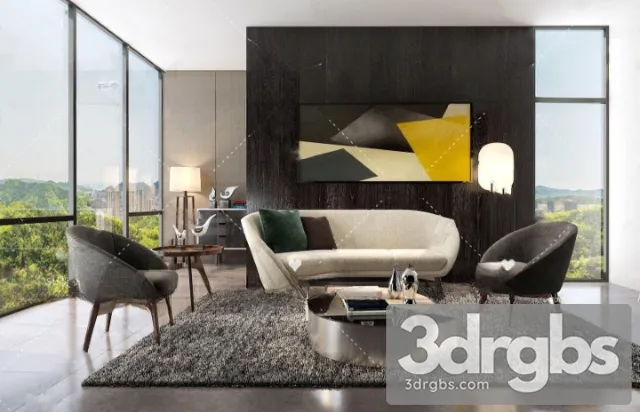 Minotti Russell Angled Sofa 3D Model Free