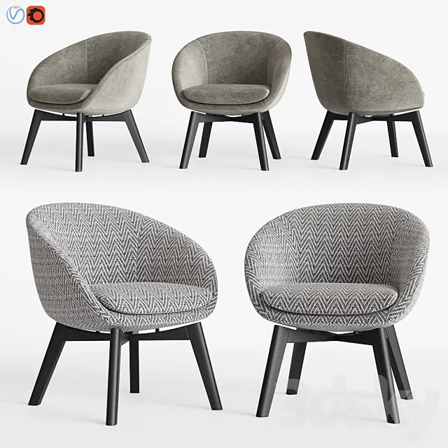 Minotti Russell Little Lounge Fixed Armchair 3D Model