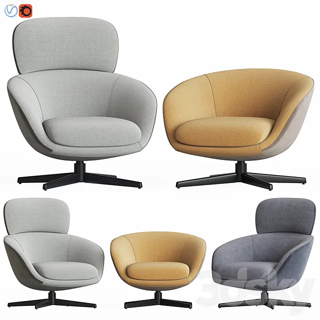 Minotti Russell Lounge Armchair Set 3DModel