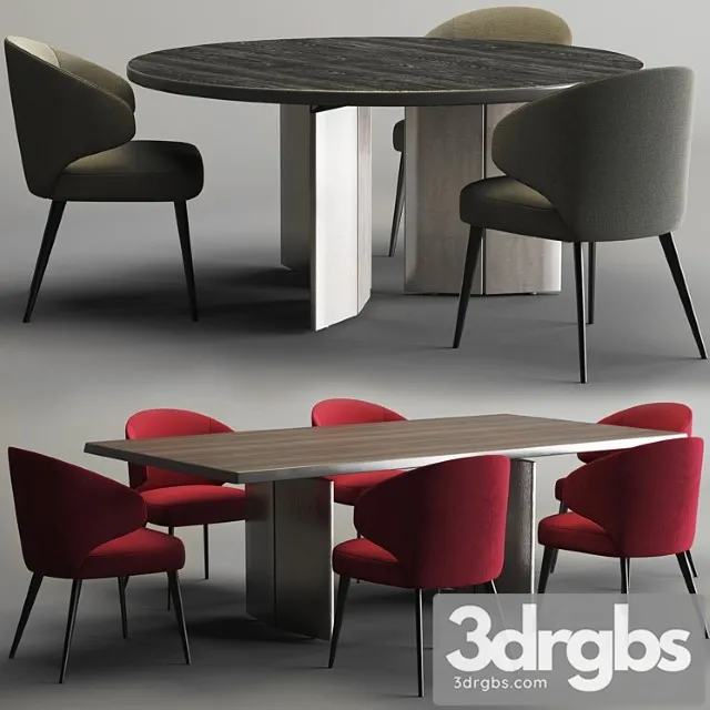Minotti set - morngan table and aston chair 2 3D Model Free