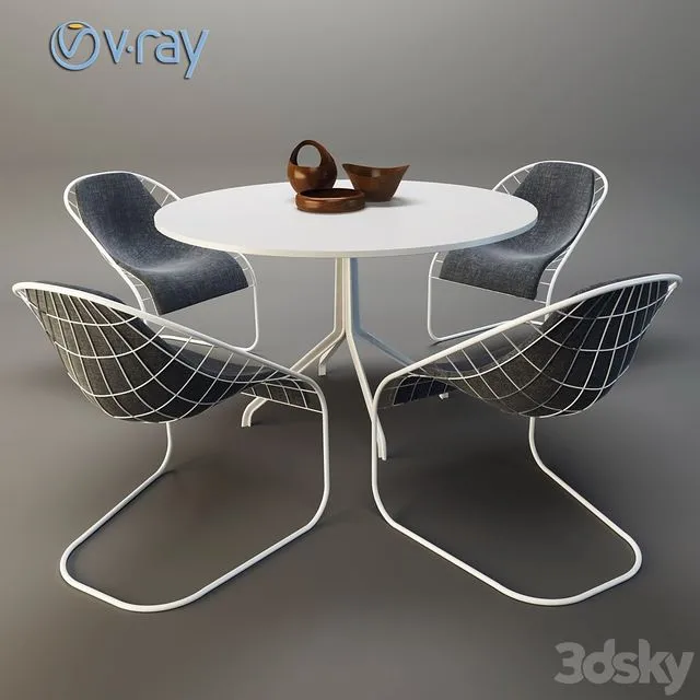 MINOTTI SPACE table with chairs 3D Model